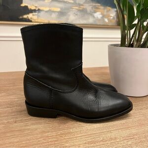 Zara Girls Black Leather Ankle Boots